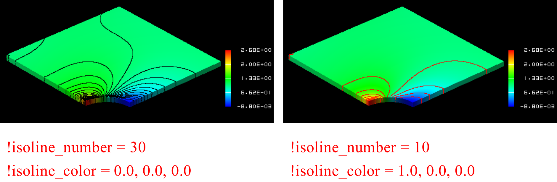 isoline_numberとisoline_colorの設定例